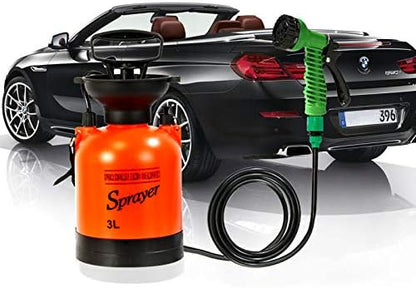 CLICIC 0.75 Gallon Pressure Sprayer with 7 Spray Modes, Camping Shower with Removable Hose and Shower Head for Camping Outdoor Traveling Hiking and Pet Bath