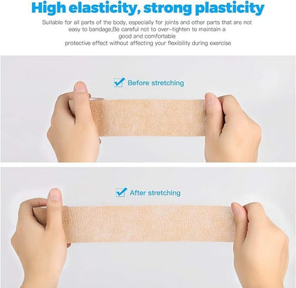 Self Adhesive Bandage Wrap, Sport & Athletic Wrap Cohesive Bandage, Medical Tape in First Aid Kit Breathable Vet Wrap for Wounds, 2" X 5 Yards 8 Rolls (Skin)
