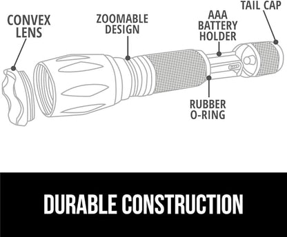 Gorilla Grip Powerful LED 750 FT Water Resistant 5 Adjustable Mode Tactical Flashlight, High Lumens Ultra Bright Battery Zoom Flashlights, Small Camping Car Mini Flash Light Accessories, 2 Pack Green