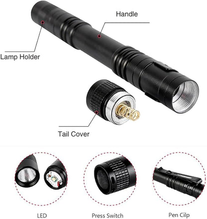 10 Pieces Mini Small LED Flashlight Handheld Pen Light Flashlights with Clip Led Pen Pocket Light Torch for Camping Outdoor Home