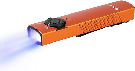OLIGHT Arkfeld UV 365nm Black Light, 1000 Lumens White LED Flashlight, Rechargeable UV Flashlight for Camping, Outdoors, Emergency, Pet Urine Detection (Neutral White Light: 4000~5000K)