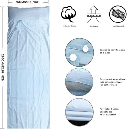 Travel and Camping Sheet Sleeping Bag Liner - Lightweight Compact and Portable Adult Sleeping Bag - Ideal for Traveling,Hostels and Camping