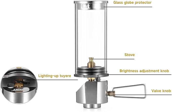 BRS Outdoor Propane Butane Gas Lantern Lamp Candle Lamp Portable Camping Tent Lantern Glass Mantle Lantern for Outdoor Hiking Picnic Emergency Lantern (BRS-55 2pcs)