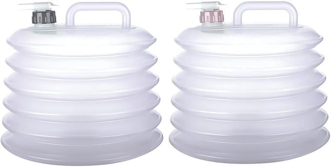 2.64 Gallon Collapsible Water Container with Spigot & Carry Handle | BPA Free Water Storage Containers | Foldable Portable Jug for Outdoors Hiking Picnic Camping