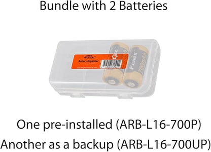 Fenix E18R V2.0 1200 Lumens EDC USB-C Rechargeable Flashlight with 2X ARB-L16 and a Lumentac Organizer