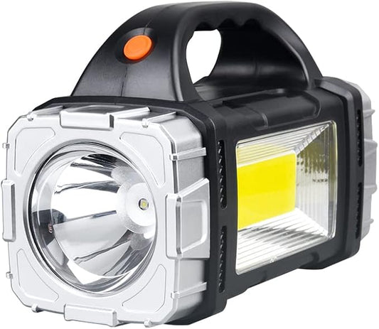 Spotlight Flashlight Rechargeable, Led High Lumens Super Bright, Solar Panels,7 Modes,IPX4 Waterproof Handheld Spotlight for Home Power Failure,Outdoor,Camping,Hiking,Emergencies (Black)