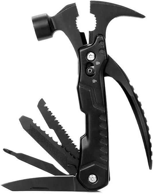 KA-71 14-in-1 Multitool with Safety Locking, Professional Stainless Steel Multitool Pocket Hammer,Wire Cutters,Serrated Knife,Nail File,Apply to Home Renovation, Garage, DIY jobs and Camping