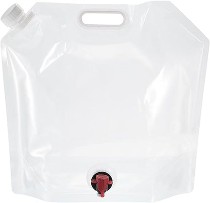 PATIKIL 2.6 Gallon Collapsible Water Container Bag with Spigot, PE Folding Water Jug Carrier for Camping, Hiking, Emergency Water Storage, White