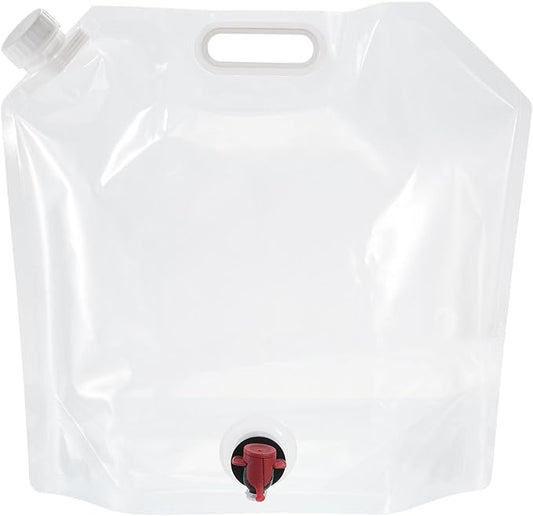 PATIKIL 2.6 Gallon Collapsible Water Container Bag with Spigot, PE Folding Water Jug Carrier for Camping, Hiking, Emergency Water Storage, White