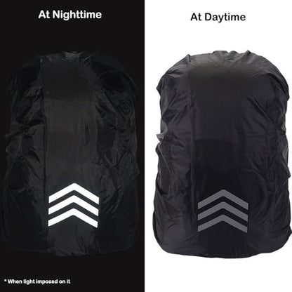 Backpack Rain Cover Waterproof for 8-70L, Compact Foldable Hi-Visibility Reflective Strips Anti-dust Ultralight Rain Cover for Hiking Camping Cycling Traveling (Black)