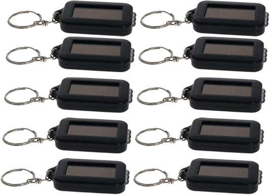 Othmro 10Pcs Mini Keychain Flashlight, Solar Bright White Keychain Portable Ultra Bright Little LED Light Energy Power LED Cute Square Style Lam for Camping Traveling Outdoor
