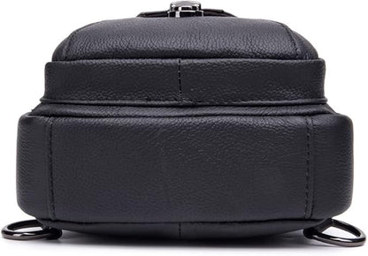 KPYWZER Vintage Leather Sling Bag Bags for Men Women Backpack Shoulder Messenger Crossbody Outdoor Travel Hiking Camping Tactical Chest Pack Daypack Black