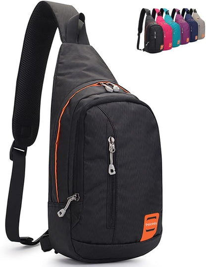 Peicees Small Sling Backpack Waterproof Unisex Shoulder Bag Chest Crossbody Daypack