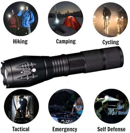 2pack LED high lumes flashlights, 5-Mode Tactical Light high-Brightness Portable Waterproof Zoom Flashlight for Camping, Outdoor, Hiking, Gift Giving, Emergencies and Daily use