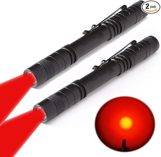 2X Red Light Pen Type Penlight Flashlight One Mode Red Light Flashlight for Camping Hiking Animal Protecting Beekeeping Detecting Astronomy Aviation Night Vision
