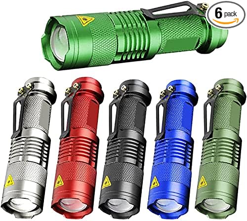 3 Modes LED Flashlight Torch Tactical Lamp Mini Q5 Light for Camping Hiking Emergency (color-6 pack)