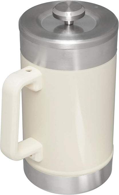 Stanley Classic Stay-Hot French Press Coffee Maker 48 oz | 5 Minute Brew, 4 Hours Hot | Mesh Filter for Coffee Grounds | Insulated Stainless Steel French Press | BPA-Free | Cream Gloss