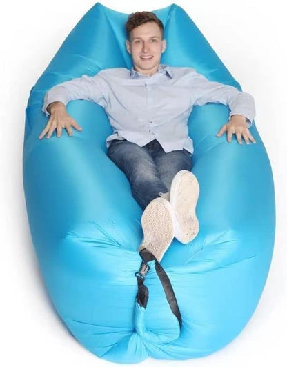 HaiChao Inflatable Lounger Sofa Air Chair Sofa Sleeping Bag Couch Air Sofa Bed for Lakes, Beaches, Garden, Camping (Blue)