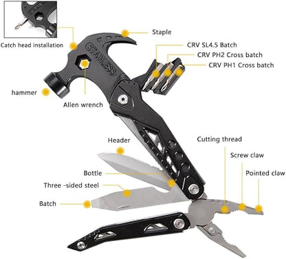 14 in 1 Hammer Multitool,Pliers Bottle,Opener Screwdriver,Camping Survival Gear,Tools for Outdoor Travel,Household Tools,Gifts for Men,Gifts for Husba