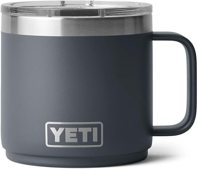 YETI Rambler 14 oz Stackable Mug, Vacuum Insulated, Stainless Steel with MagSlider Lid, Charcoal