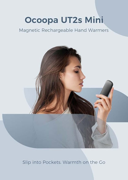 OCOOPA Hand Warmers Rechargeable 2 Pack, Electric Magnetic Handwarmers 5200mAh, Portable Pocket Heater, UL Certified, USB-C, Tech Gifts for Camping, Raynauds, Father‘s Day Gifts, UT2S Mini