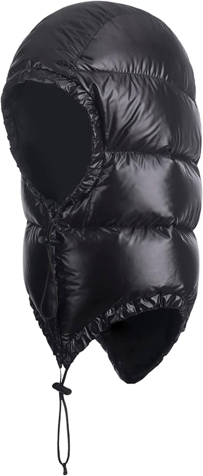 Winter Warm Ultralight Down Hood Waterproof Sleeping Bag Outdoor Camping Windproof Down Cap Hat with Storage Bag