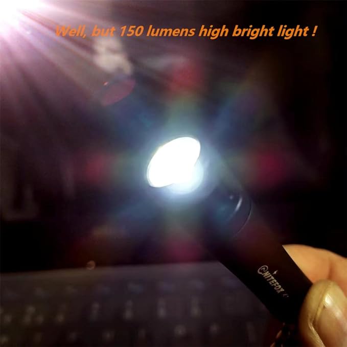 Bright Keychain flashlight K1,high bright 150 lumens,as small flashlight lantern candle camp lamp waterproof torch for EDC,reading,sleep,dog walking,camping,hiking (Red)
