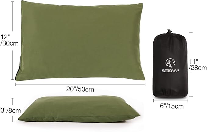REDCAMP Camping Pillow for Sleeping Lightweight and Compressible, Small Pillow for Travel Backpacking Hammock, Peach Skin Green