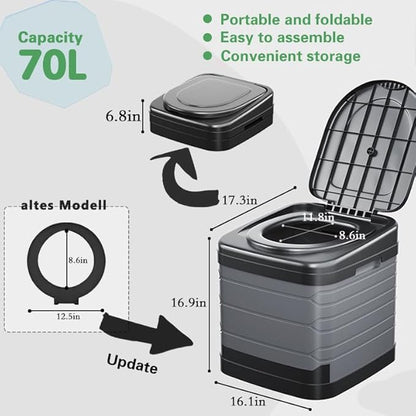 Upgrade XXL Portable Toilet for Adults Camping, 17.3x16.1x16.9 In-Large Portable Foldable Toilet with Lid, Perfect for Camping, Hiking, Fishing, Travel, Long Trips, Beach, RV, Outdoor