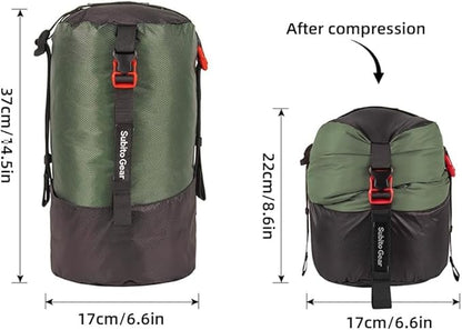 Ultra-Light Compression Stuff Sack, 70D Nylon Sleeping Bag Stuff Sack 1L/5L/7L/17L/25L Compression Bag Space Saving Gear for Camping Hiking Backpacking