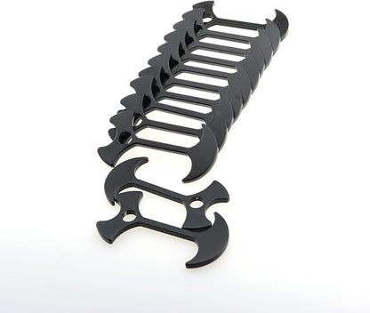 12Pcs Deck Plank Road Camping Fish Bone Nail Rope Buckle Tent Windproof Rope Fish Bone Nail Aluminum Alloy Anchor Buckle Fish Bone-Shape, Black