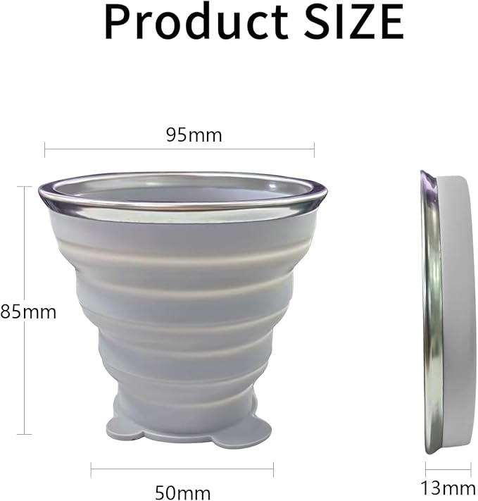 Silicone Small Foldable Cup-Expandable Folding Drinking Cup -Reusable Portable Mugs Cup with Lids For Travel, Camping, Hiking, Survival, Holiday, Outdoor Sports