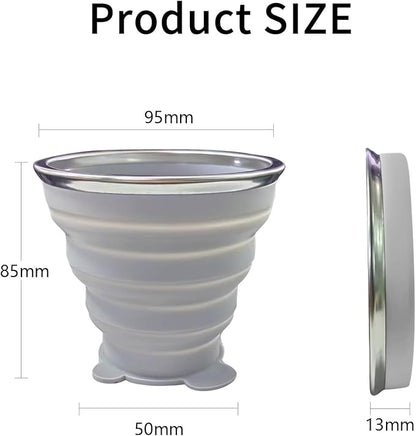 Silicone Small Foldable Cup-Expandable Folding Drinking Cup -Reusable Portable Mugs Cup with Lids For Travel, Camping, Hiking, Survival, Holiday, Outdoor Sports