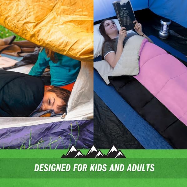 Wakeman Outdoors Sleeping Bag-Lightweight, Carrying Bag with Compression Straps Included-Great for Adults