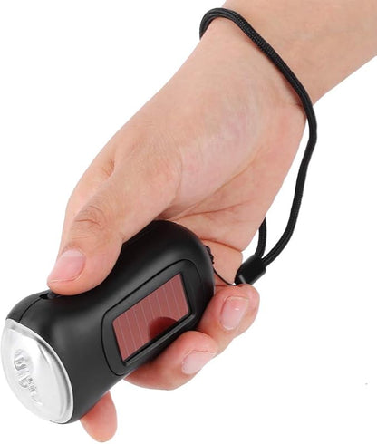 Super Bright Tactical Flashlight, Hand Crank Solar Powered Rechargeable Led Flashlight Portable Spotlight Mini Emergency Flashlight for Camping Hiking Field Survival Gear Power Outages