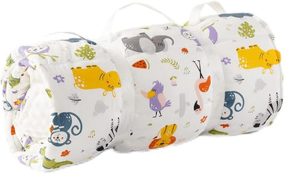 Bunnikins & Clover Toddler Nap Mat with Removable Pillow, Nap Mats for Preschool, Easy Clean Toddler Nap Pad for Kindergarten, Kids Sleeping Bag for Travel Camping