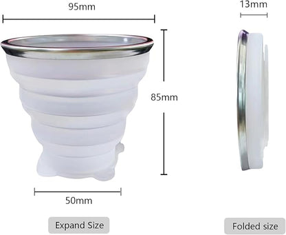 2 Pcs Collapsible Cup - Silicone Small Foldable Cup-Expandable Folding Drinking Cup -Reusable Portable Mugs Cup with Lids For Travel, Camping, Hiking, Survival, Holiday Vacation, Outdoor Sports