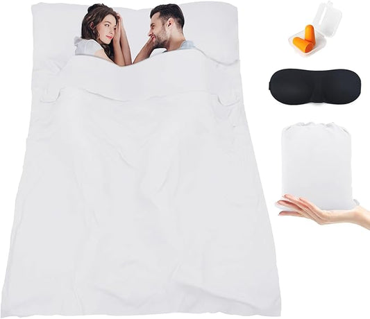 Sleeping Bag Liner,Travel Sheet & Adult Sleep Sack, Camping Sheets Travel Sleep Sack for Backpacking,Hotels & Hostels -Lightweight Single &Double Travel Sheet Camping Sheets