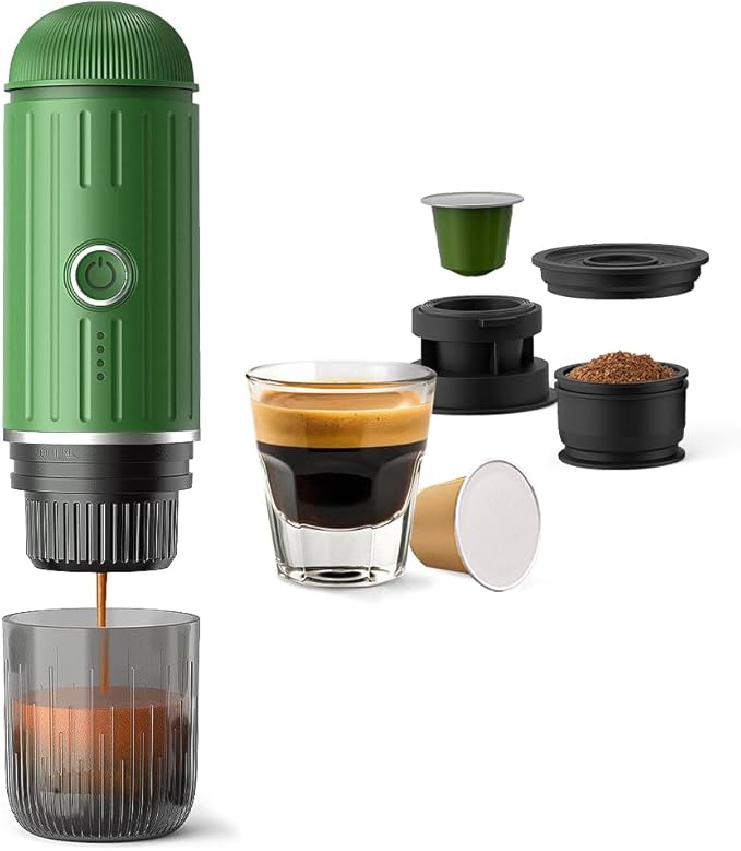 BENFUCHEN Portable Espresso Machine For Travel, USB-C Charging, Self-Heating Electric Espresso Maker, 19 Bar Mini Coffee Maker On the Go Camping Espresso Maker For Ground Coffee & NESPRESSOpods, Green