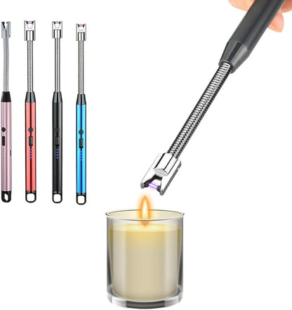 4 Pack Candle Lighter,Arc Lighter with USB Charging,Flameless Windproof,LED Battery Display,Safety Switch,Rotate 360 Degrees,for Aromatherapy,Candles,BBQ,Camping.(Black&Red&Pink&Blue)