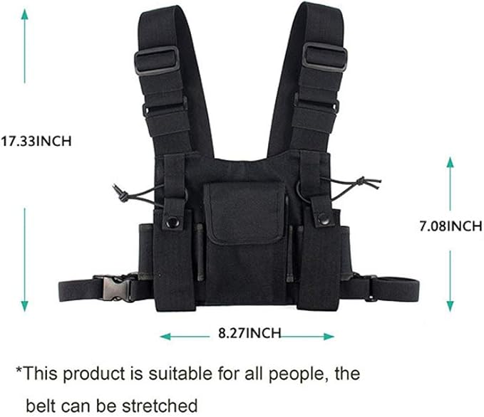 Chest Pack, Radio Chest Harness Chest Front Single Pack Pouch Holster Vest Rig for Motorola Midland Kenwood Baofeng Retevis Walkie Talkie,Functional Waist Packs for Men Women