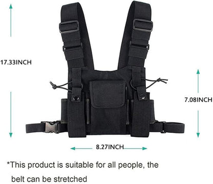 Chest Pack, Radio Chest Harness Chest Front Single Pack Pouch Holster Vest Rig for Motorola Midland Kenwood Baofeng Retevis Walkie Talkie,Functional Waist Packs for Men Women