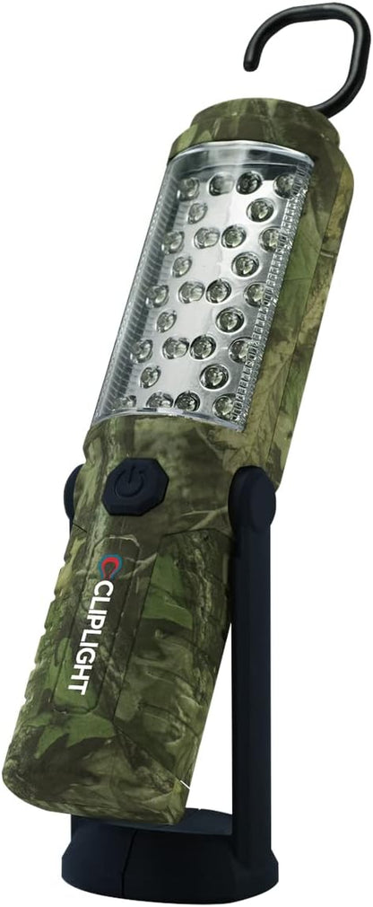 Cliplight 160 Lumen LED Magnetic Pivot Work Light & Flashlight with Rugged Hook & Shockproof/Water-Resistant Shell, Camouflage