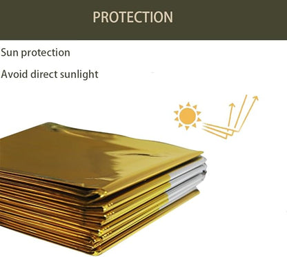 Emergency Blanket ，Portable Emergency Blanket Survival Gear Emergency Bivvy Thermal Sleeping Bag Camping ，Be Suitable for Outdoors, Hiking, Survival (Gold +Silver, 4 Pack)
