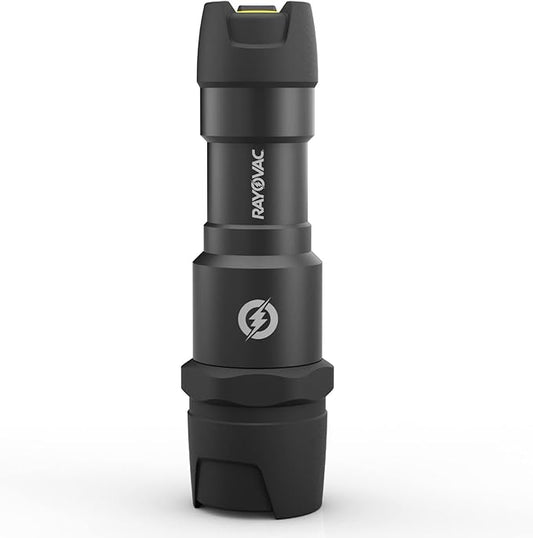 Rayovac - DIY3AAA-BE Virtually Indestructible LED Flashlight, 300 Lumen Waterproof Tactical Flashlight - Super Bright High Mode LED Flashlights for Camping, Hiking, Dog walking Black