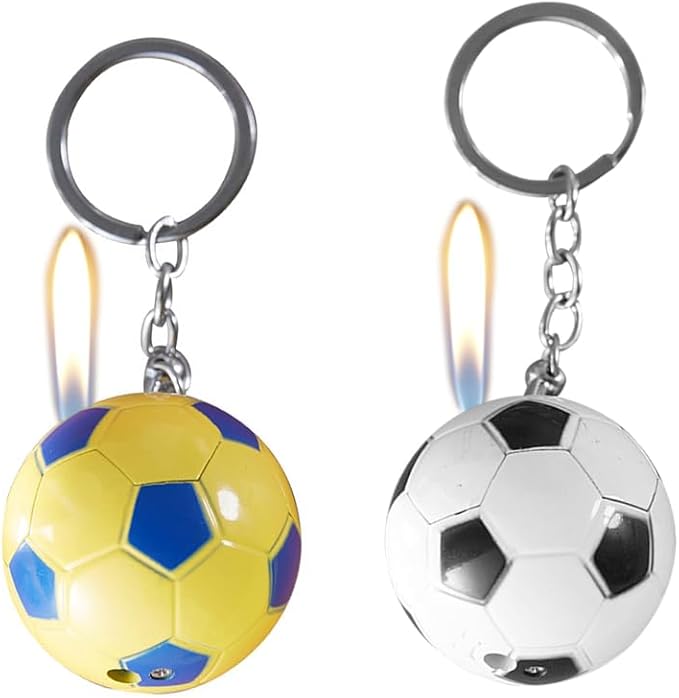 2 Pack White Yellow Football Cool Butane Torch Lighters,Refillable Adjustable Jet Flame Lighter,Windproof,Gift for Men Candles Camping BBQ (No Butane Fuel)