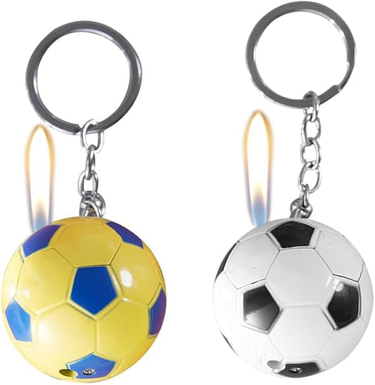 2 Pack White Yellow Football Cool Butane Torch Lighters,Refillable Adjustable Jet Flame Lighter,Windproof,Gift for Men Candles Camping BBQ (No Butane Fuel)