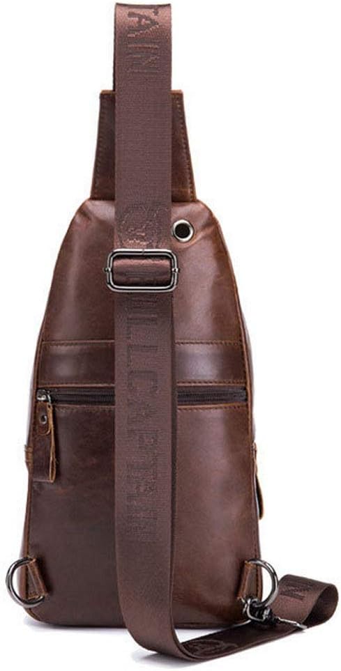 KPYWZER Vintage Leather Sling Bag Bags for Men Women Backpack Shoulder Messenger Crossbody Outdoor Travel Hiking Camping Tactical Chest Pack Daypack Brown