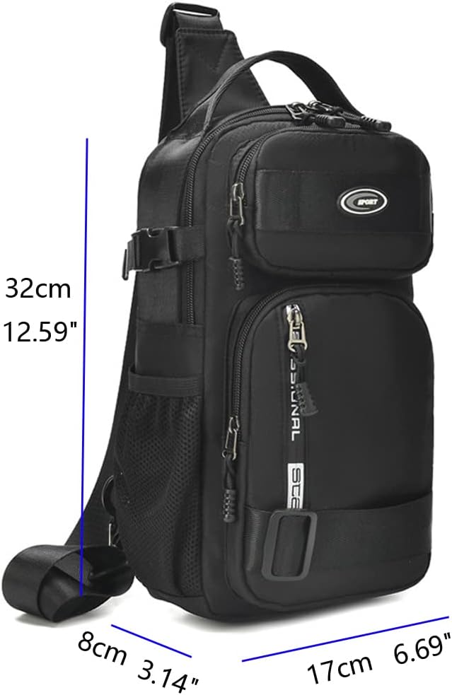KPYWZER Nylon Sling Bag Backpack Handbag for Men Women Travel Outdoors Sports Hiking Casual Crossbody Chest Pack Shoulder Pouch Multipurpose Daypack Black