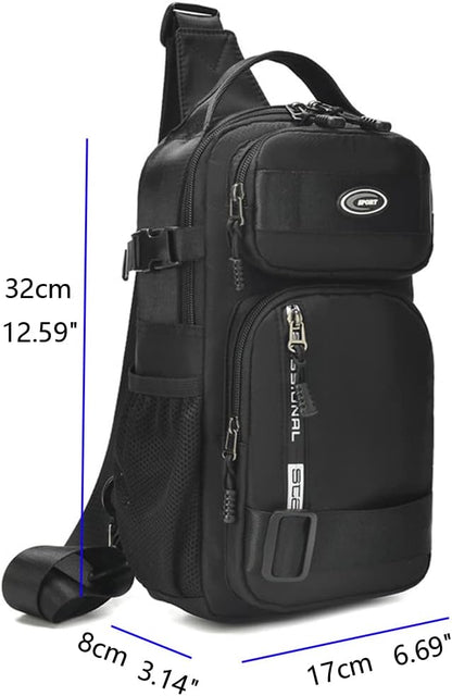 KPYWZER Nylon Sling Bag Backpack Handbag for Men Women Travel Outdoors Sports Hiking Casual Crossbody Chest Pack Shoulder Pouch Multipurpose Daypack Black